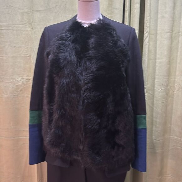 Preen by Thornton Bregazzi Black/blue/Green Teddy coat, S - Picture 2 of 12